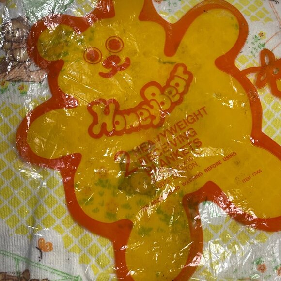 Vintage 2 Daekor Honey Bear Heavyweight Irregular Receiving Blanket Cotton Baby - Picture 3 of 13